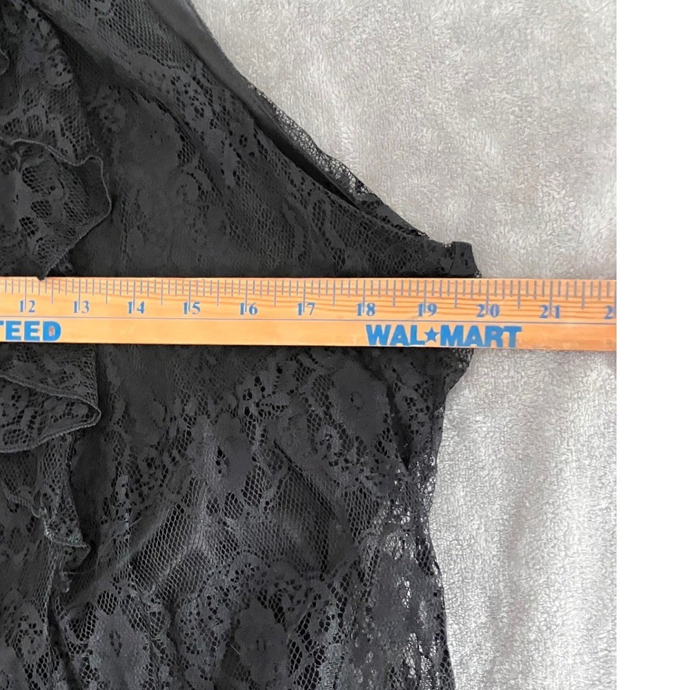 Black Lace Ruffle Halter XL Sleeveless Mock Neck Blouse Whimsigoth Fairy Keyhole - Picture 7 of 9